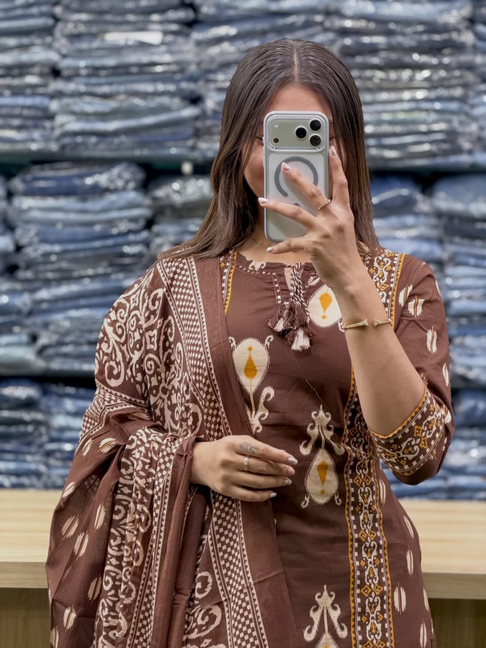 Coral Pink Embroidered Kurti with Palazzo